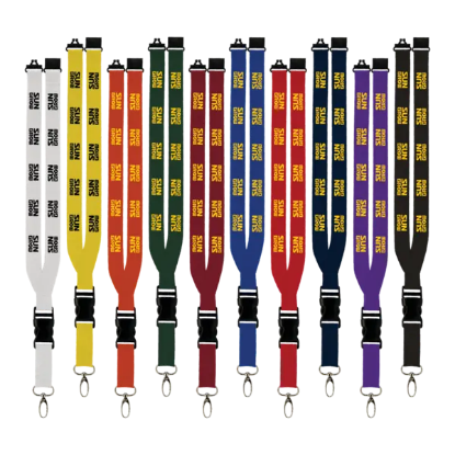 Maverick 1" Polyester Lanyard w/ Slide Buckle Release, Silver Metal Oval & Convenience Release - Group