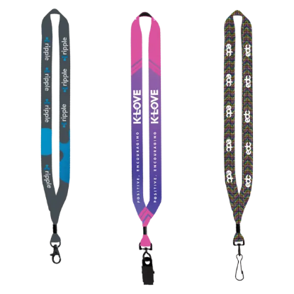 3/4" Dye-Sublimated Lanyard with Metal Crimp & Metal Split-Ring - Group