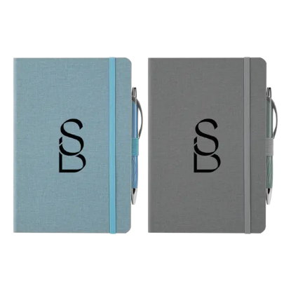 Crosshatch PU Notebook With Pen - Group