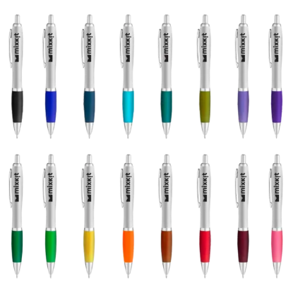 Curvaceous Silver Matte Ballpoint Pen - Group