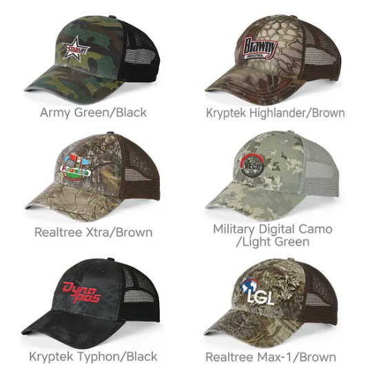 Richardson 111P Camo Washed Trucker Cap - Group