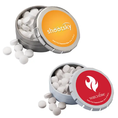1 3/4" Small Round Push Tin with Mints - Group
