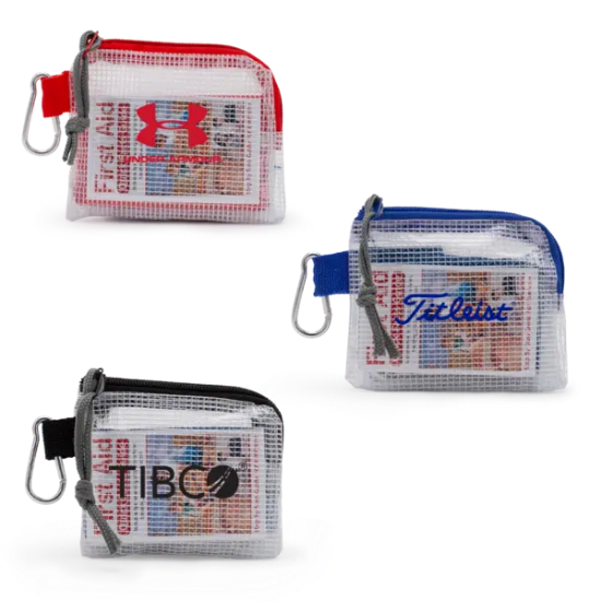 Golf Safety & First Aid Kit in a Zippered Clear Nylon Bag - Group