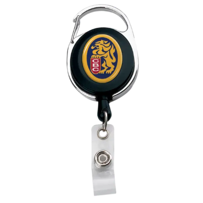 IMPORT Oval Carabiner Metal/Plastic Retractable Badge Reel