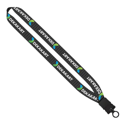 1" Dye-Sublimated Lanyard with Plastic Snap-Buckle Release and Plastic O-Ring