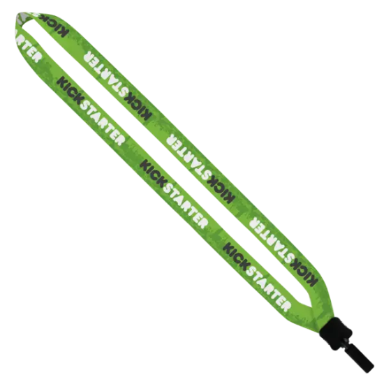 3/4" Dye-Sublimated Lanyard with Plastic Clamshell and Plastic Bulldog Clip