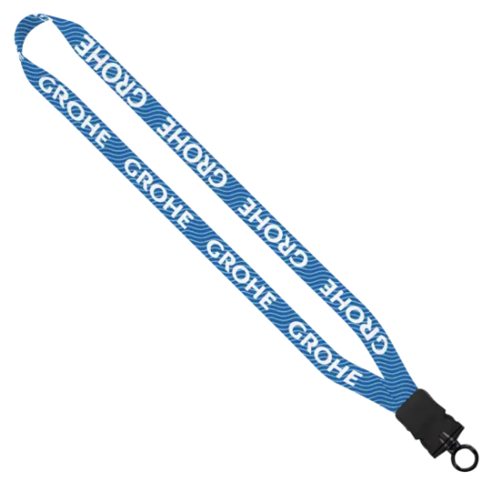 3/4" rPET Dye-Sublimated Lanyard with Plastic Snap-Buckle Release and O-Ring
