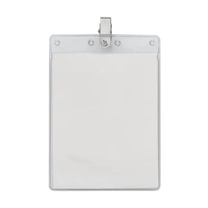 4" x 6" Blank Large Vertical Vinyl Pouch with Bulldog Clip