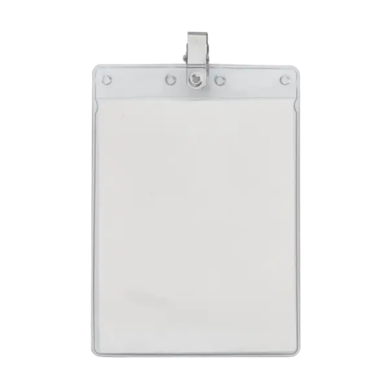 4" x 6" Blank Large Vertical Vinyl Pouch with Bulldog Clip
