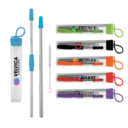Cosmopolitan 7-Piece, 2-Straw Stainless Steel Set
