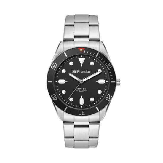 42mm, Silver Metal Case, Bk Bezel, 3-Hand Mvt