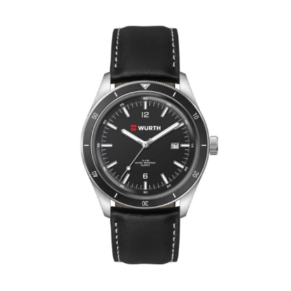 41mm, Ss, Silver Case, Bk Bezel, 3-Hand Mvt, Dte
