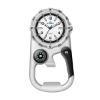 Wc8227 41mm Metal Matte Silver Pocket Watch, 3 Hand Mvmt, White Dial, Compass, Carabiner