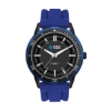 Wc9266 43.5mm Metal Black Case, 3 Hand Mvmt, Black Dial, Blue Ring, Silicone Strap, Flat Mineral Cry