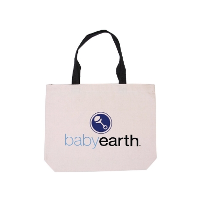 Cotton Canvas Tote Bag with Color Accents