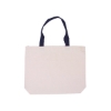 Cotton Canvas Tote Bag with Color Accents - Blue-Navy