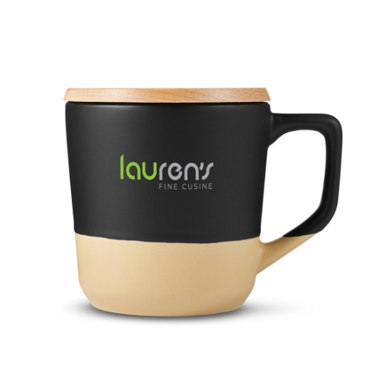 16.5 oz Boston Ceramic Mug With Wood Lid