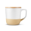 16.5 oz Boston Ceramic Mug With Wood Lid - White