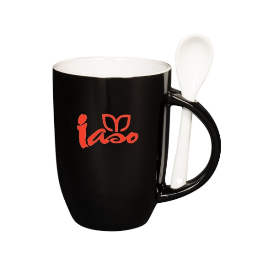 12 oz Dapper Ceramic Mug With Spoon