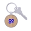Bamboo & Metal Round Keychain
