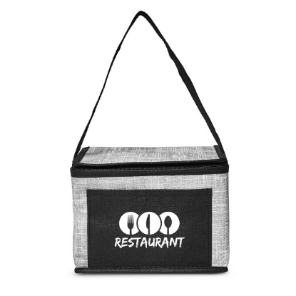 Denim Pattern Non-Woven 6-Pack Lunch Cooler Bag