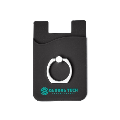 Silicone Card Holder with Metal Ring Phone Stand