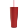Spire - 24 oz Soft Touch Double Wall Recycled Plastic Tumbler w/ Straw - Full-Color Inkjet - Red