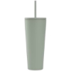 Spire - 24 oz Soft Touch Double Wall Recycled Plastic Tumbler w/ Straw - Full-Color Inkjet - Sage