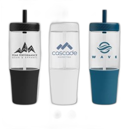 Polar Recycled Plastic Dual Tone Straw Tumbler - 40 oz. - Silkscreen - Black