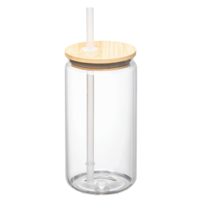 Cádiz Glass Bamboo Lid Tumbler - 17 oz. - Laser
