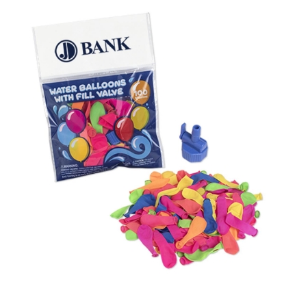 Custom 100 Water Balloon Pack with Nozzle with Logo S91051X