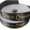 Promotional 1 1/2 Badge Satin Ribbon - 100yd Roll - Foil Print Black FP50BAR1510