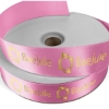 Promotional 1 1/2 Badge Satin Ribbon - 25yd Roll - Foil Print Brite Pink FP50BAR1525