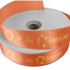 Promotional 1 1/2 Badge Satin Ribbon - 25yd Roll - Foil Print Orange FP50BAR1525
