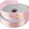 Promotional 1 1/2 Badge Satin Ribbon - 50yd Roll - Foil Print Pink FP50BAR1550