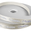 Promotional 5/8 Badge Satin Ribbon - 25yd Roll - Foil Print Eggshell Beige FP50BAR5825