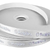 Promotional 5/8 Badge Satin Ribbon - 50yd Roll - Foil Print White FP50BAR5850