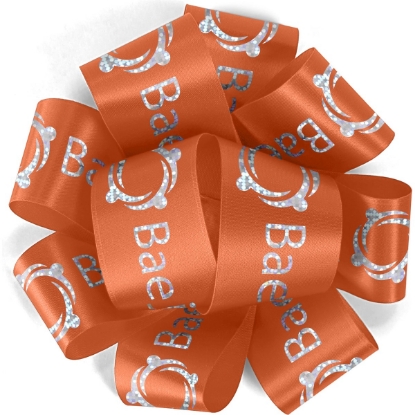 Custom 1 1/2 Badge Satin Bow - Foil Print with Logo FP50BOW1506