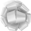 Promotional 1 1/2 Badge Satin Bow - Foil Print White FP50BOW1506