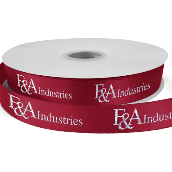 Custom 7/8 Bridal Satin Ribbon - 25yd Roll - Foil Print with Logo FP50BRR7825