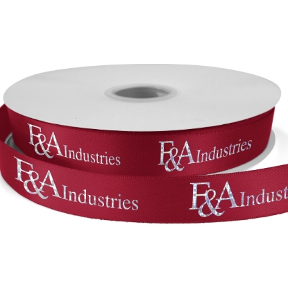 Custom 7/8 Bridal Satin Ribbon - 50yd Roll - Foil Print with Logo FP50BRR7850