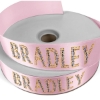 Promotional 1 1/2 Badge Satin Ribbon - 100yd Roll - Sparkle Pink SP50BAR1510