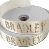 Promotional 1 1/2 Badge Satin Ribbon - 50yd Roll - Sparkle Eggshell Beige SP50BAR1550