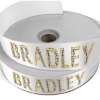 Promotional 1 1/2 Badge Satin Ribbon - 50yd Roll - Sparkle White SP50BAR1550
