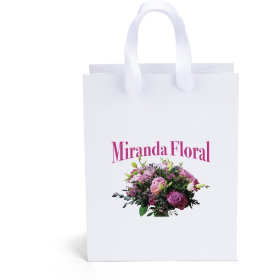 Promotional Elizabeth™- Ribbon Handle Matte Eurotote - Dynamic Color with Logo DY13RIH0709