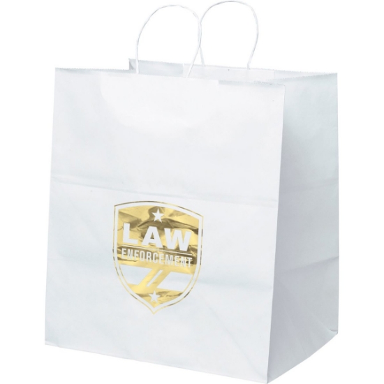 Promotional Brute - White Shopper - Foil Print with Logo FP10WHS1415