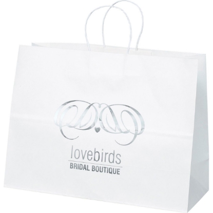 Promotional Vogue - White Shoppers - Foil Print with Logo FP10WHS1612