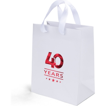 Promotional Elizabeth™- Ribbon Handle Matte Eurotote - Foil Print with Logo FP13RIH0709