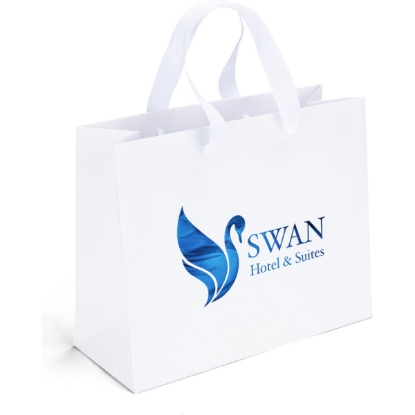 Promotional Victoria™- Ribbon Handle Matte Eurotote - Foil Print with Logo FP13RIH1008