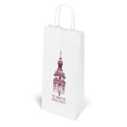 Promotional Vino - White Shopper - Flexo Ink Print with Logo FX10WHS0513
